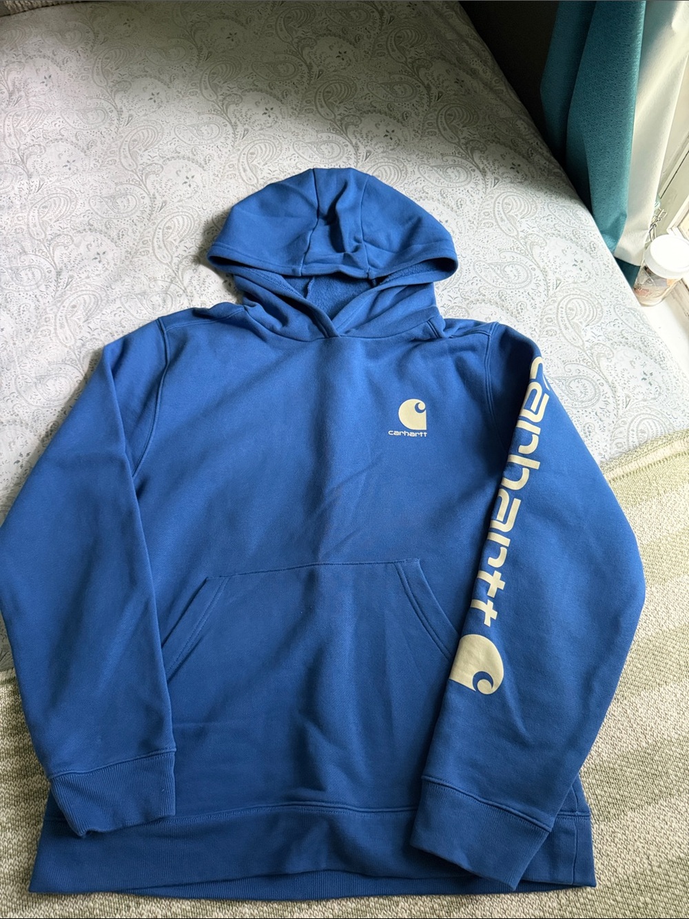 Carhartt kid’s Blue Logo Hoodie Sweatshirt